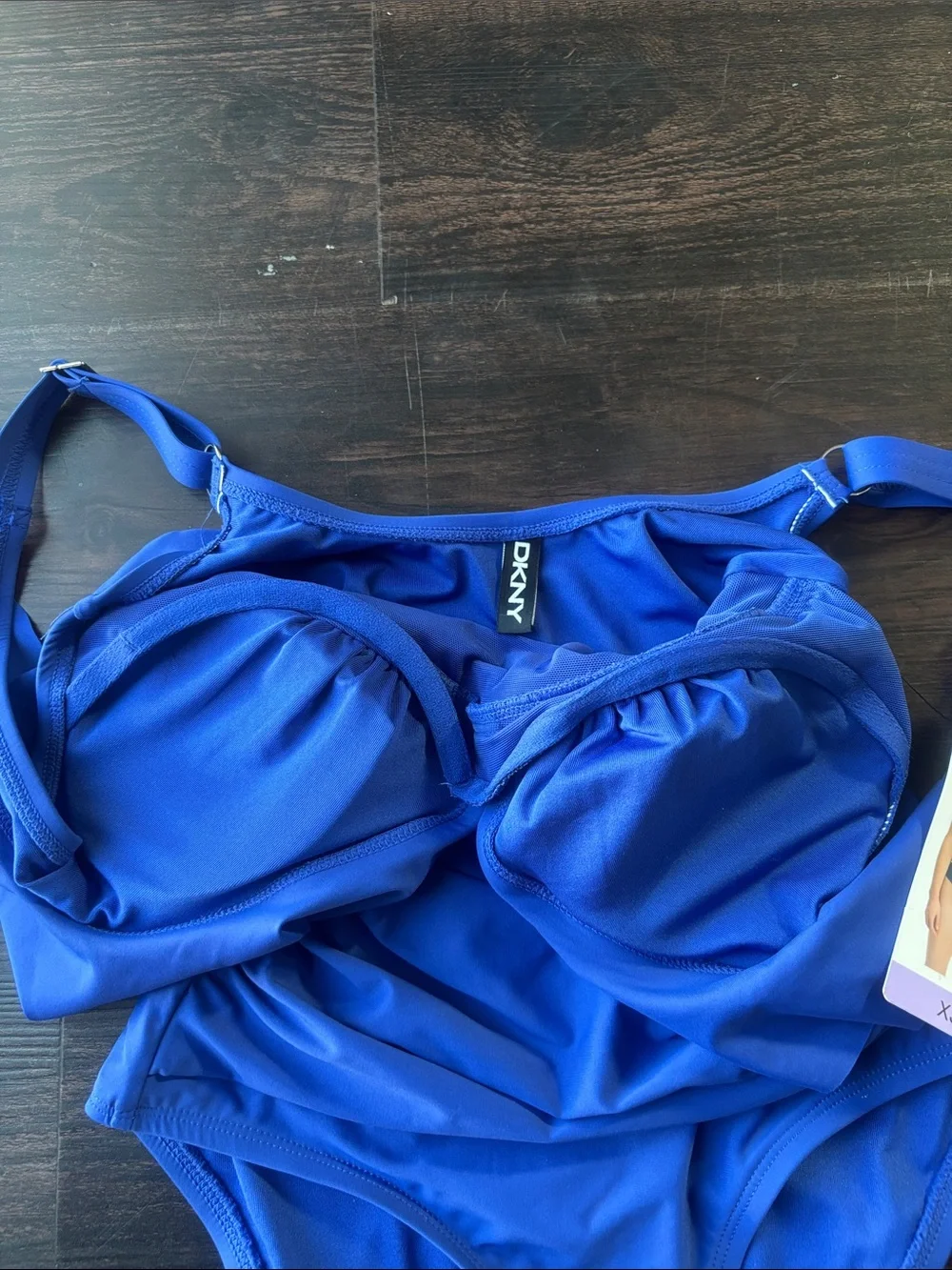 Dkny Cobalt Blue Ruffle Strap One-Piece Swimsuit - Picture 2 of 7
